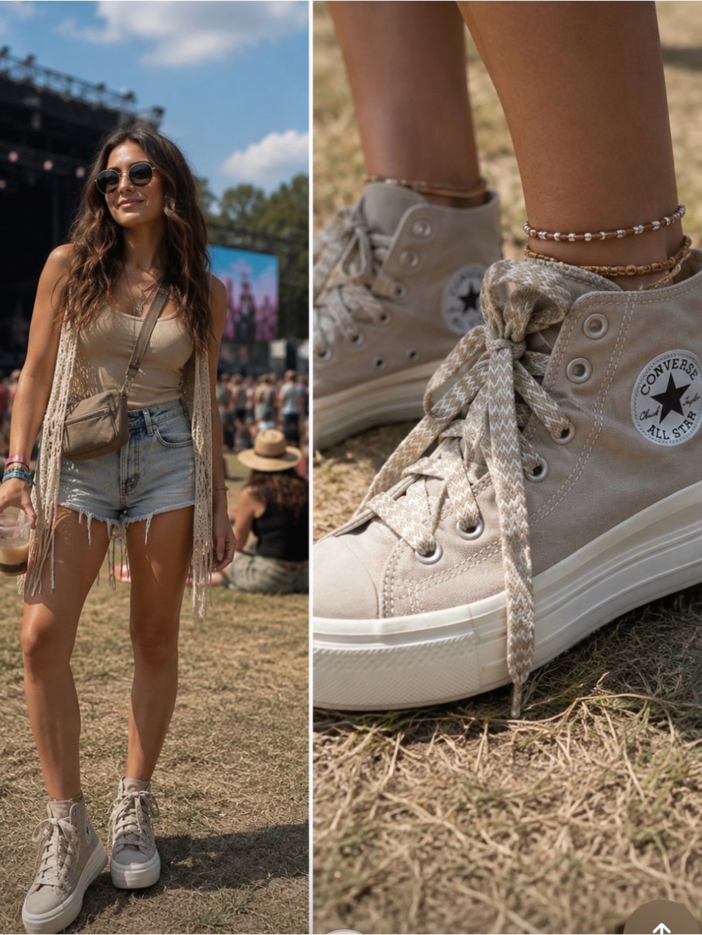 Converse Women's Taupe High-Top Platform Sneakers